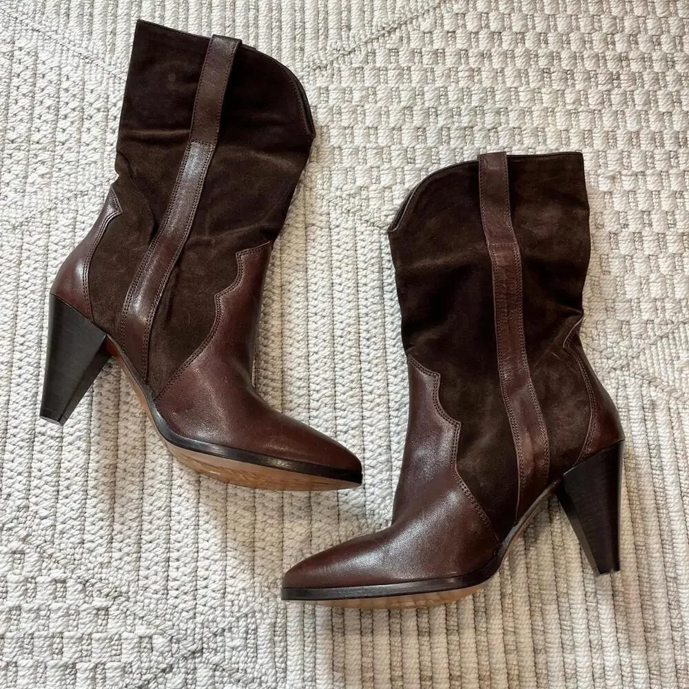Free People Feather Heel Leather & Suede Boots